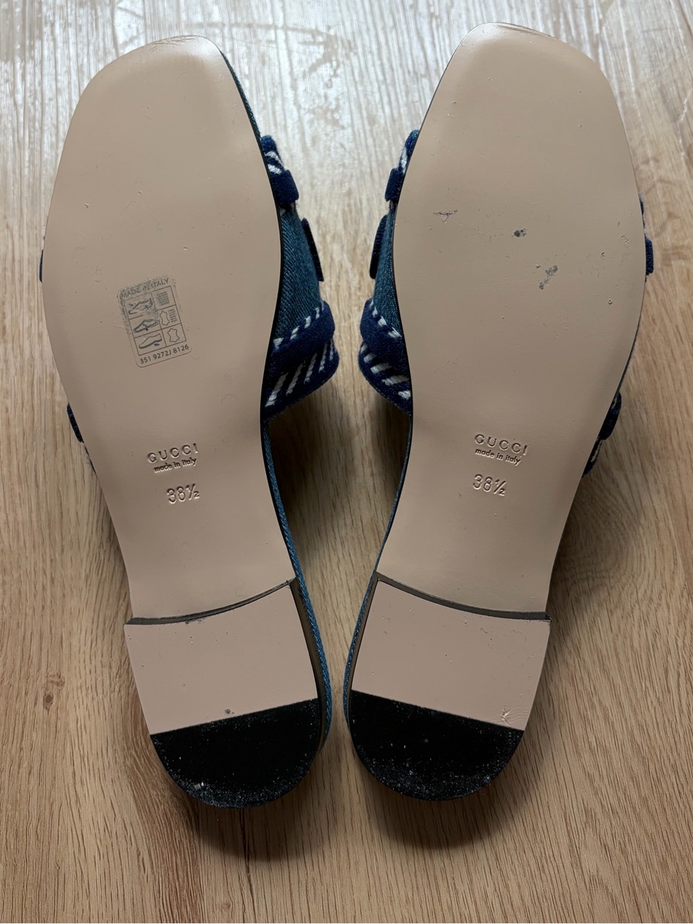 Gucci Blue Denim Logo Slide Sandals - Picture 4 of 9